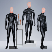 品牌抽象时尚镂空铁丝头玻璃钢男模款 黑色质感全身服装店模特