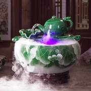 中式风水轮陶瓷鱼缸流水，喷泉摆件客厅家居桌面，家用招财创意加湿器
