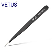 VETUS TS-12ESD镊子精密不锈钢黑色防静电尖头镊子尖嘴 保障