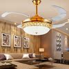 led隐形金色水晶吊扇灯42寸现代时尚客厅卧室餐厅电扇吊灯风扇灯