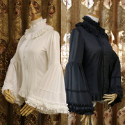 原创lolita洋装秋冬姬袖衬衫雪纺，立领打歌装衬衣，内搭修身哥特风格