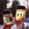 韩版创意可爱仙人掌玻璃杯个性防漏水瓶学生牛奶杯透明带盖随手杯