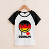 夏装笑脸日耳曼战车半袖德国队世 杯T恤百搭足球迷短袖运动新童装