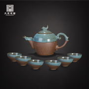 定窑茶具套装茶壶茶杯六件套宋瓷官窑功夫茶具老定粗瓷手工制作