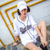 原创潮牌嘻哈街舞短袖棒球服 刺绣BF宽松大码团体演出exo棒球服