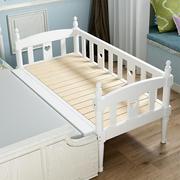 欧式婴儿床白色实木拼接床加宽床，男孩女孩儿童床，带护栏公主宝宝床