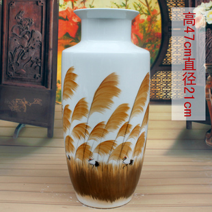 景德镇陶瓷器手绘名人花瓶，客厅摆件电视柜，装饰新彩瓷瓶工艺