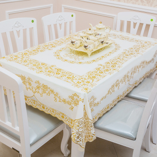 唯美丽桌布防水免洗PVC长方形餐桌布茶几桌垫塑料桌布烫金台布