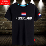 荷兰队t恤短袖男女运动足球衣服纯棉休闲旅游半截袖衫学生球迷服