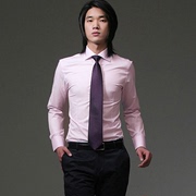 韩国春季粉色衬衫男长袖，结婚新郎免烫修身伴郎衬衣婚庆礼服