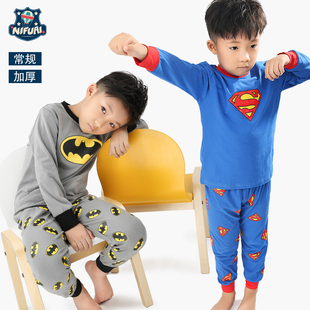 2023漫威超人蝙蝠侠儿童家居服，套装男童纯棉长袖睡衣