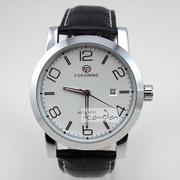 时尚forsining品牌真皮，表带全自动男士商务简洁手表
