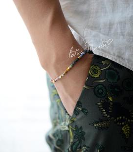 路塔斯曼12星座混合天然半宝石小金珠编织手链男女细小众设计