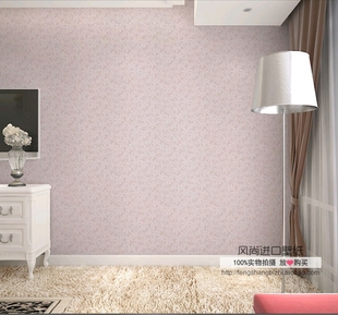 瑞典进口 纯纸 清新小花 卧室满铺墙纸 浅粉色女孩公主房壁纸
