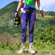 户外速干长裤女弹力，快干裤薄款吸汗透气拼接运动登山徒步旅行夏季