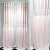 卡汀田园风格窗帘公主房，粉色小裙摆窗帘，蕾丝纱帘加衬布窗帘