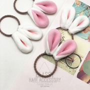 原创设计毛绒兔耳朵发圈可爱卖萌头绳甜美弹力皮筋发绳发饰