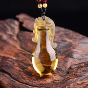 宫妃精雕天然黄水晶貔貅吊坠，许愿瓶貔貅财运项链，愿望瓶男女款