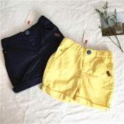 1-2岁 原 男女童夏季纯棉小短裤 气质精致可爱 亮黄色 藏青色
