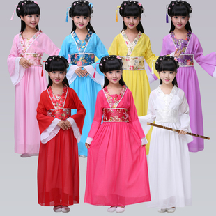 儿童古装小七仙女超仙公主裙古筝表演服唐装汉服樱花小女孩古装