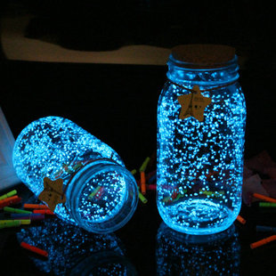 星空瓶夜光许愿瓶，木塞荧光沙玻璃瓶，星星折纸透明漂流瓶成品礼物