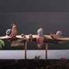 陶瓷创意蜗牛摆件紫砂动物花盆盆栽家居风化木造景鱼缸装饰工艺品