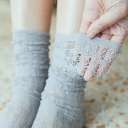春秋薄款镂空天鹅绒堆堆袜女纯色，长丝袜日系蕾，丝袜运动简约短袜子