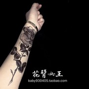 花臂少女TATTOO Z1 性感黑色玫瑰逼真纹身贴防水 原宿