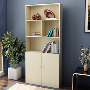 简约现代加高板式书柜自由组合简易书架层架木质对开门储物收纳柜
