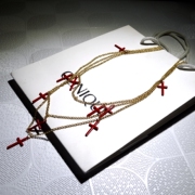 日韩红色十字架金属项链女欧美时尚长款毛衣链锁骨链