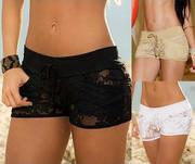 Summer Ripped Lace shorts Women Hot Pants 破洞蕾丝短裤女热裤