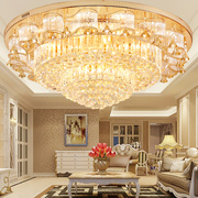 大气圆形水晶吸顶灯，奢华长方形1.2米别墅，客厅大厅餐厅三色led灯具