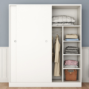 简易衣柜推拉门简约现代实木移门衣柜，卧室柜子2门板式衣橱经济型