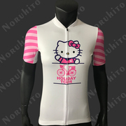 kitty车衣动漫骑行服粉白短袖上衣套装凯蒂猫自行车服速干排汗衫
