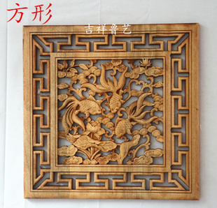 东阳木雕挂件壁挂香樟，木雕刻木雕画客厅，墙方形边长38厘米
