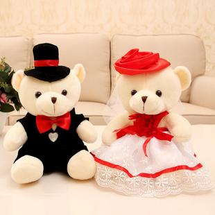婚车熊公仔(熊公仔)车头装饰情侣婚纱，熊一对(熊，一对)婚庆娃娃花车小熊批结婚礼物