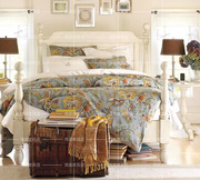美式乡村床1.5 1.8米双人床单人床白色做旧实木家具美式乡村婚床