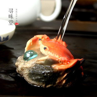 变色茶宠螃蟹龙虾乌龟金鱼青蛙金蟾白菜树脂茶玩创意个性茶盘摆件