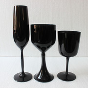 黑色红酒杯水晶玻璃香槟杯彩色酒杯摆件葡萄酒杯黑色玻璃高脚杯