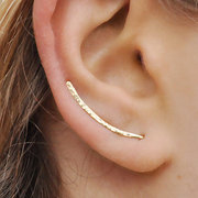U型耳夹女美国14K包金925纯银简约气质欧美耳钉个性夸张耳环