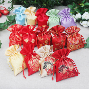 中国风结婚满月个性，锦缎喜糖袋喜糖盒生日喜蛋，袋袋首饰香包袋