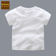 新生婴儿纯棉白色短袖t恤0-3-6-9个月男女宝宝，夏季短袖满月百