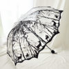 沛欣雨伞 波浪边复古清新透明伞PVC三折叠伞拱形蝴蝶玫瑰女伞