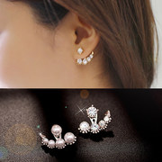 925纯银耳针耳钉不对称耳环水钻耳饰女流行时尚耳朵饰品
