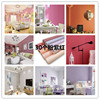 浅紫色壁纸墙纸卧室客厅电视，墙儿童房公主粉简约无纺布北欧