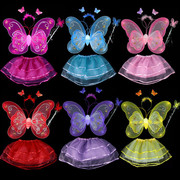 六一儿童演出服装女童天使蝴蝶翅膀四件套魔法棒玩具幼儿园表演服