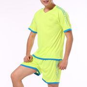 光板足球服男训练服短袖，套装运动服衫裤，另印字号定制170064荧光绿