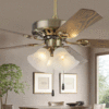 定制餐厅风扇灯 欧式现代卧室客厅吊扇灯铁叶风扇吊灯家用带灯的