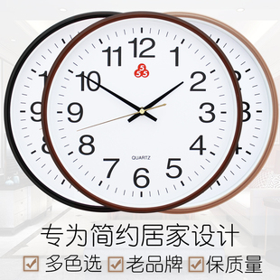 上海三五牌钟表挂钟客厅，家用简约时尚，时钟卧室电子石英钟圆形静音