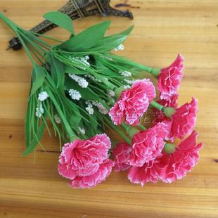 康乃馨仿真花束客厅假花餐桌摆件，插花绢花塑料花，装饰花母亲节礼物